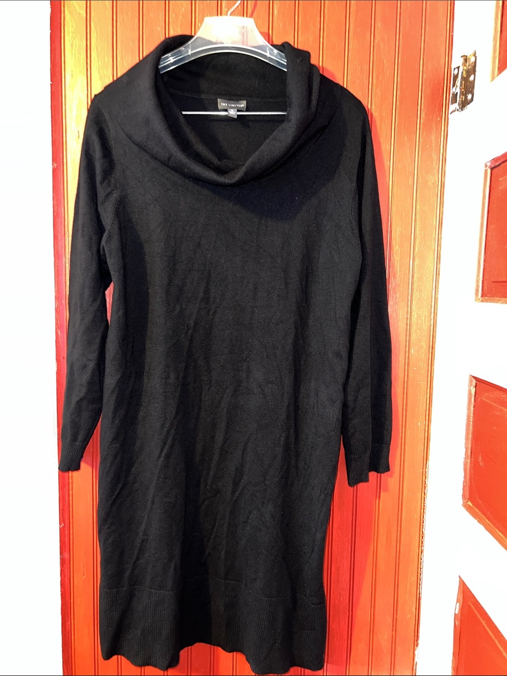 Black Cowl Neck Sweater Dress -